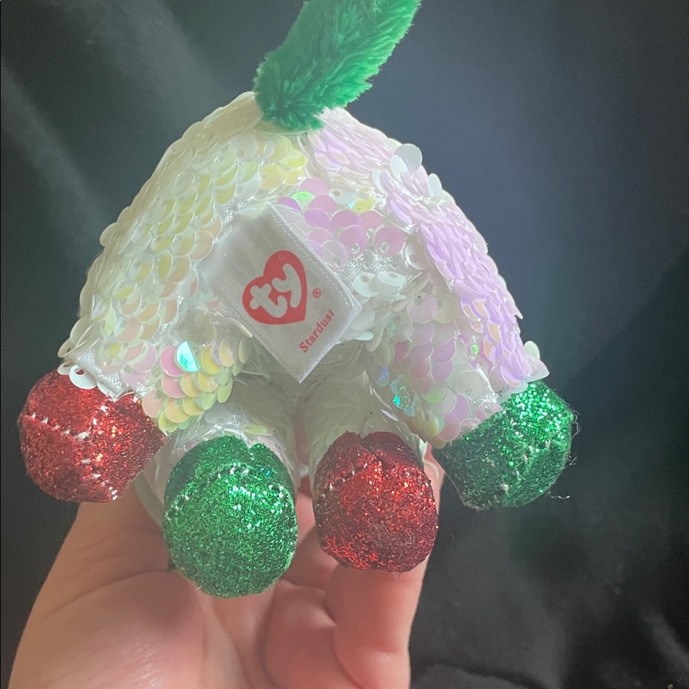 2019 Ty Sequin Unicorn Plush with Gold, Green, and Red Accents - Picture 6 of 7